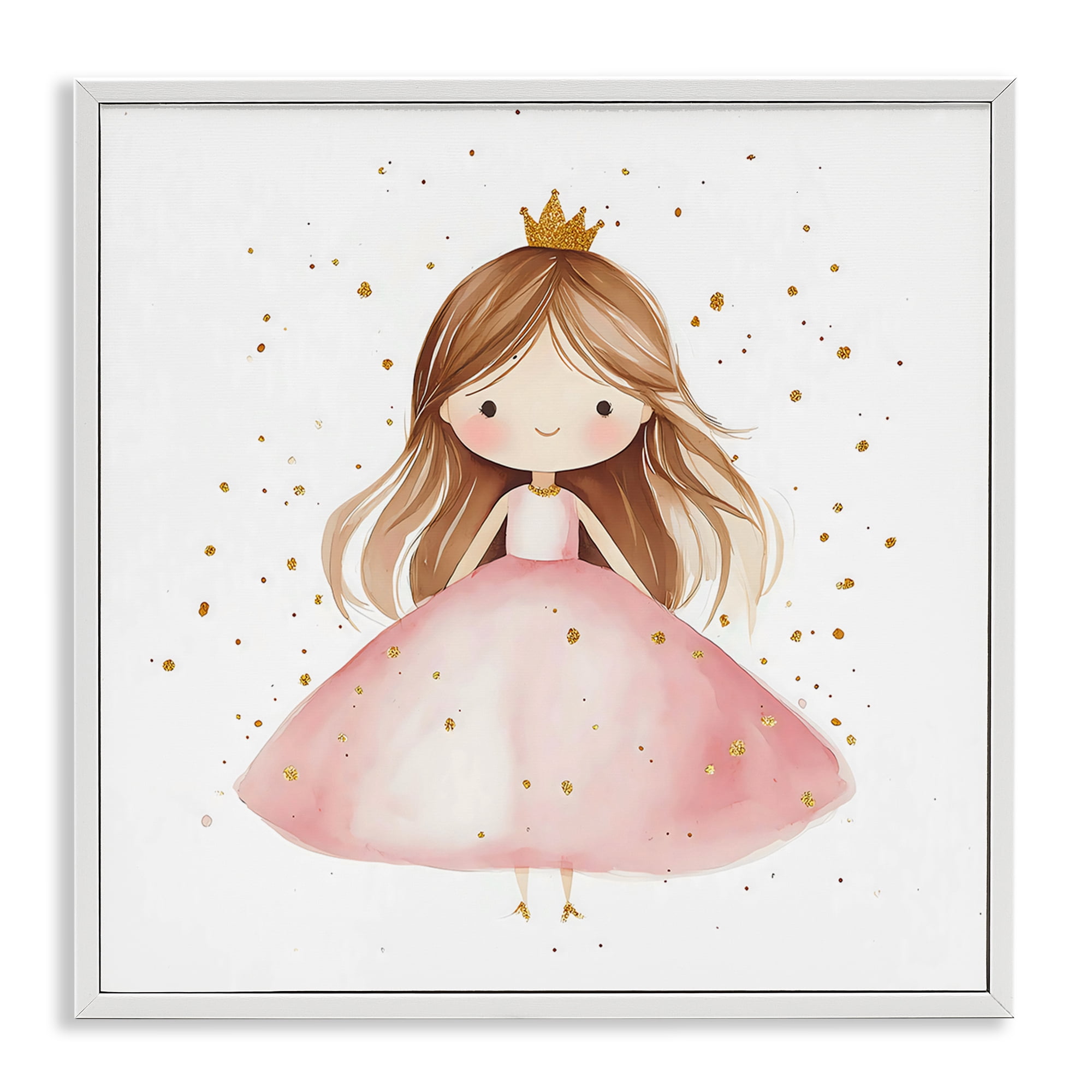 Stupell Industries Little Princess with Pink Gown White Framed Giclee Art, design by Creative Studio