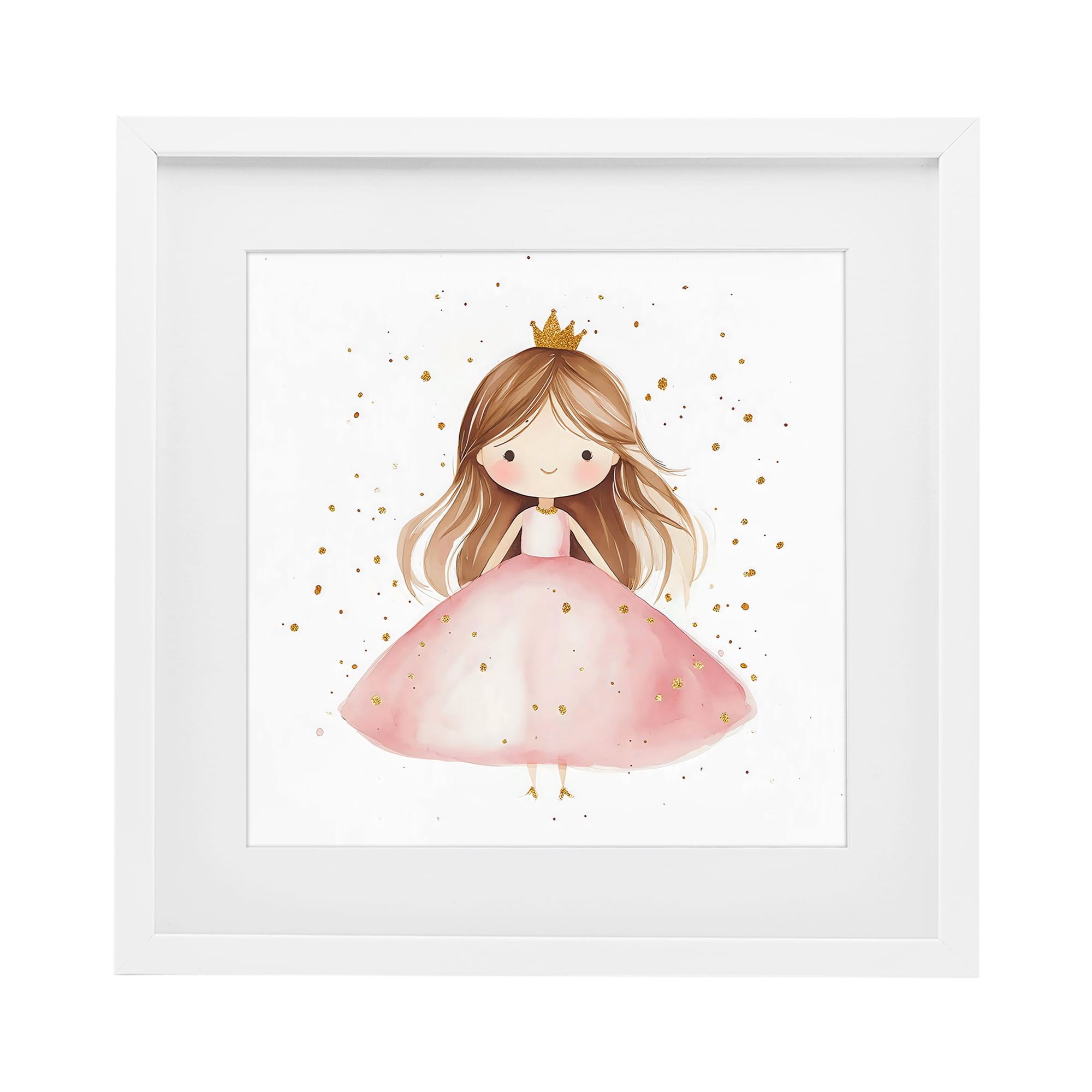 Stupell Industries Little Princess with Pink Gown White Framed Print Under Glass, design by Creative Studio