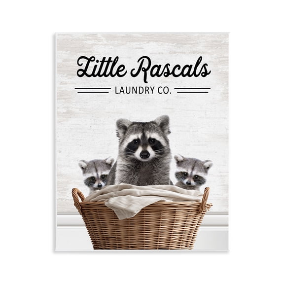 Stupell Industries Little Rascals Laundry Raccoons Quotes and Sayings Painting Unframed Art Print Wall Art, 11 x 14