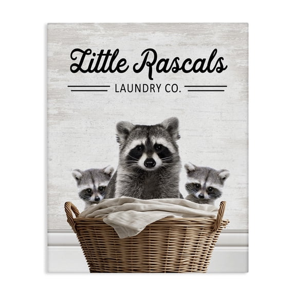 Stupell Industries Little Rascals Laundry Raccoons Quotes and Sayings Painting Wrapped Canvas Canvas Art Print Wall Art, 36 x 48