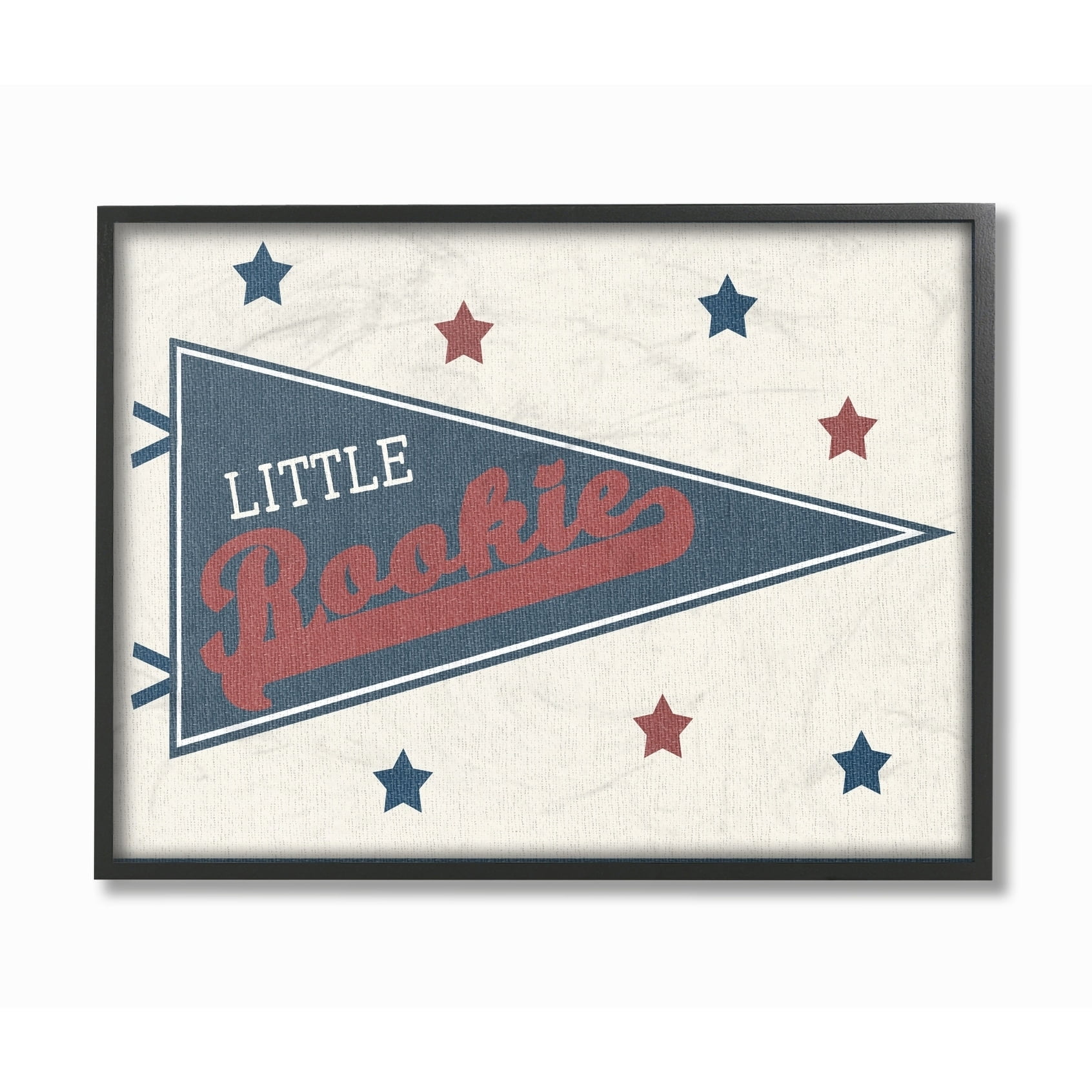 Stupell Industries Little Rookie Pennant Sports Painting Black Framed Art Print Wall Art, 11 x 14