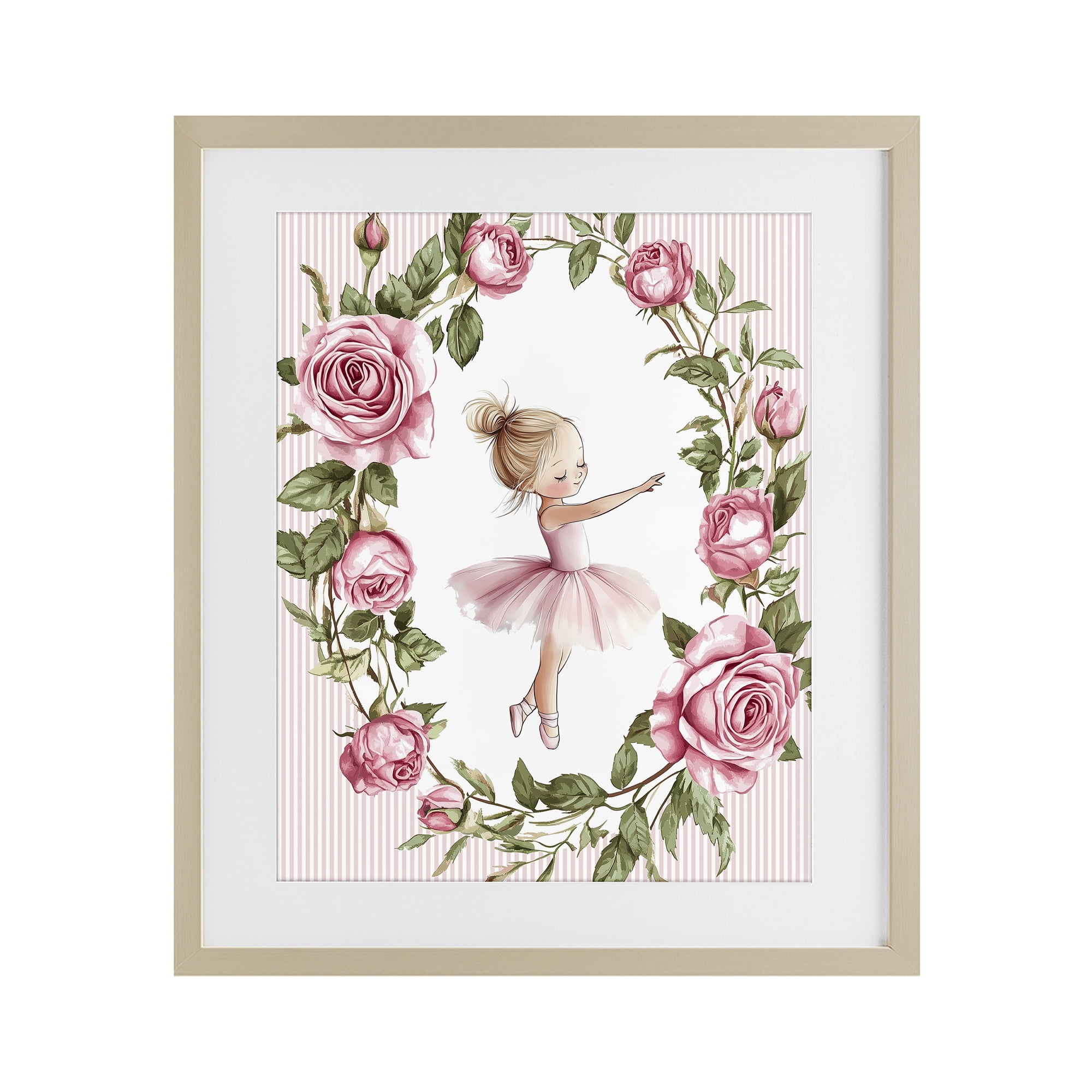 Stupell Industries Little Rose Dance Ballerina Birch Framed Print Under Glass, design by Christine Simpson Art