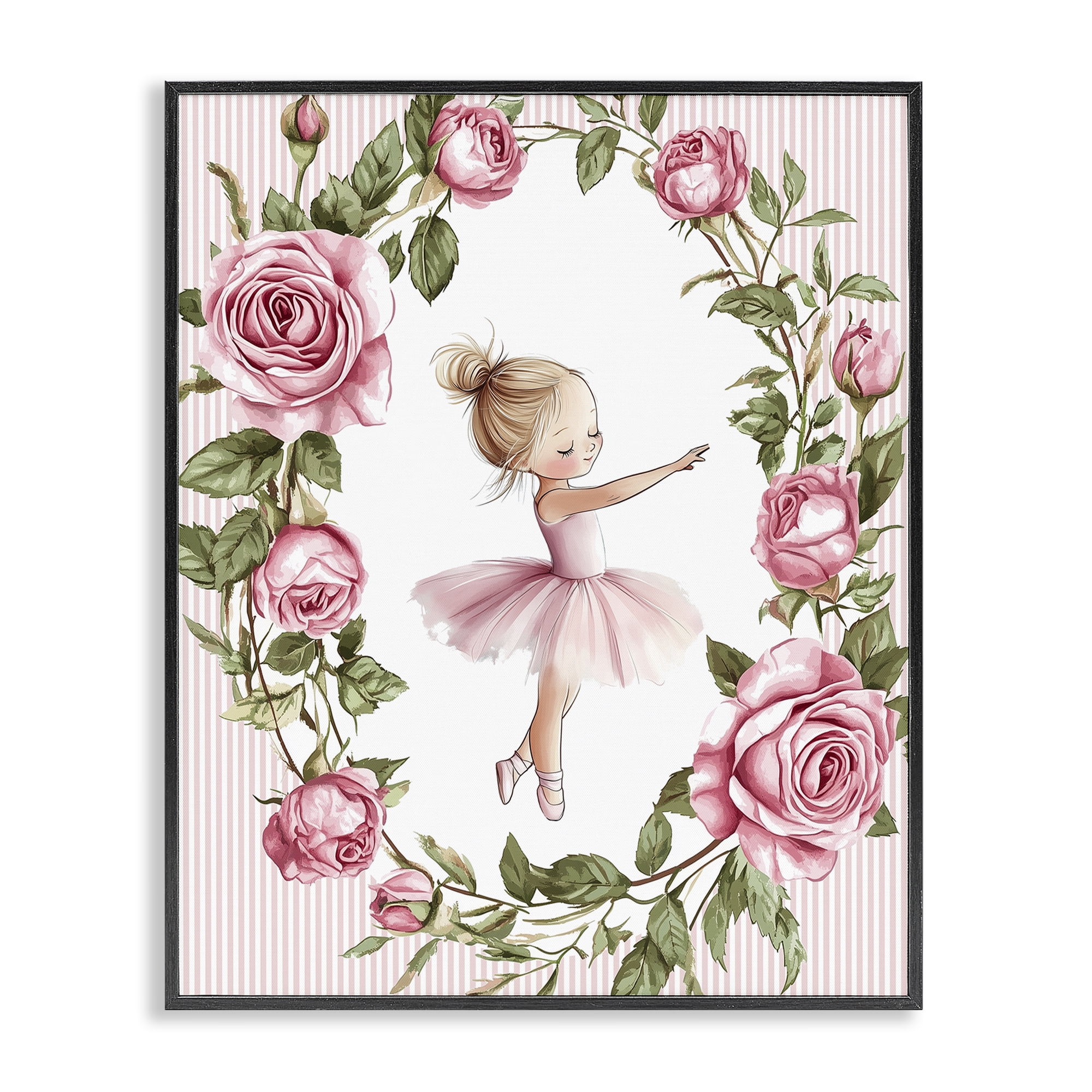 Stupell Industries Little Rose Dance Ballerina Black Framed Giclee Art, design by Christine Simpson Art