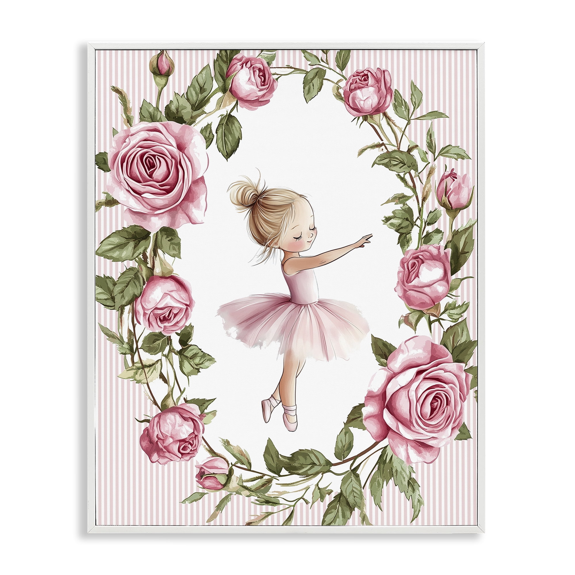 Stupell Industries Little Rose Dance Ballerina White Framed Giclee Art, design by Christine Simpson Art