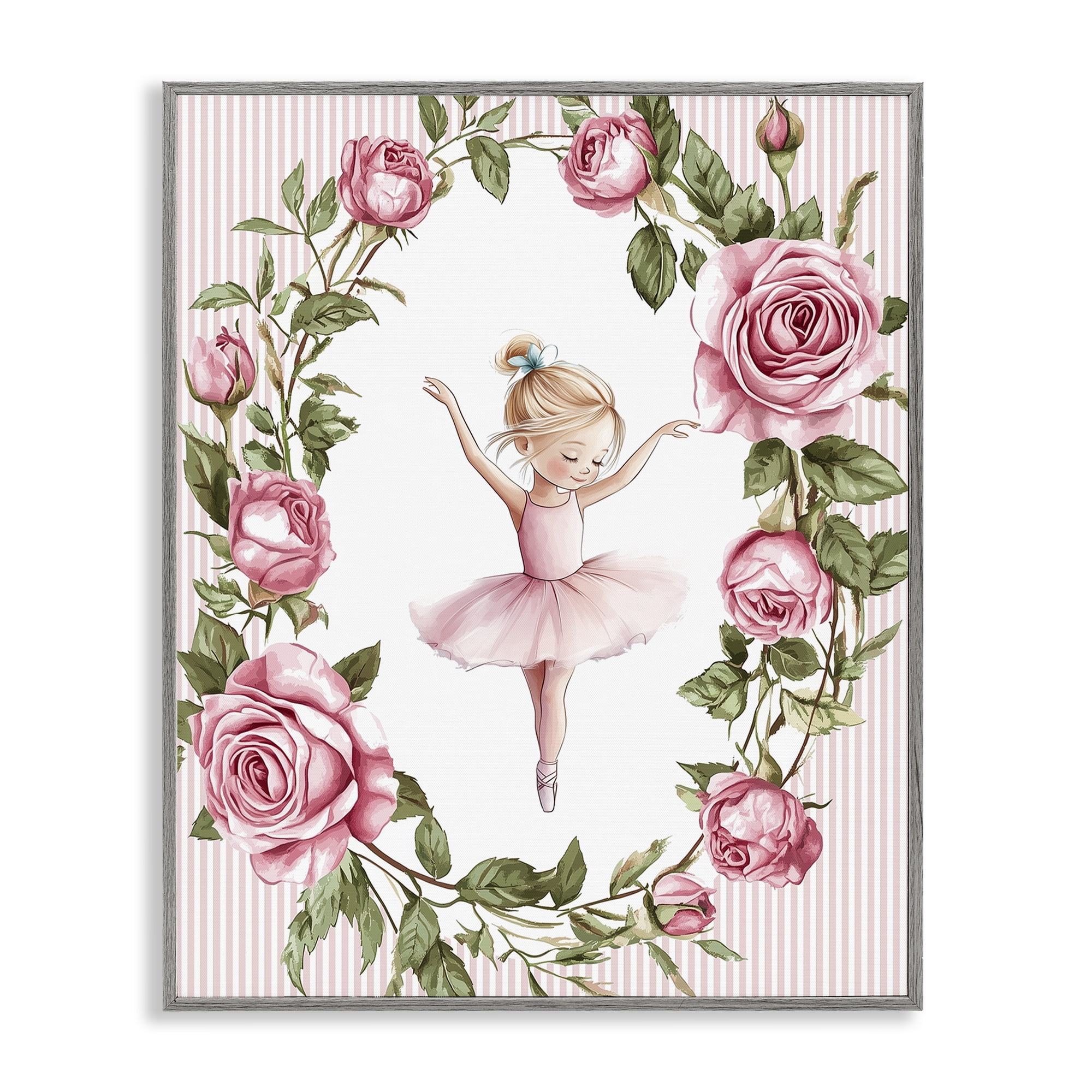 Stupell Industries Little Rose Dance Gray Framed Giclee Art, design by Christine Simpson Art