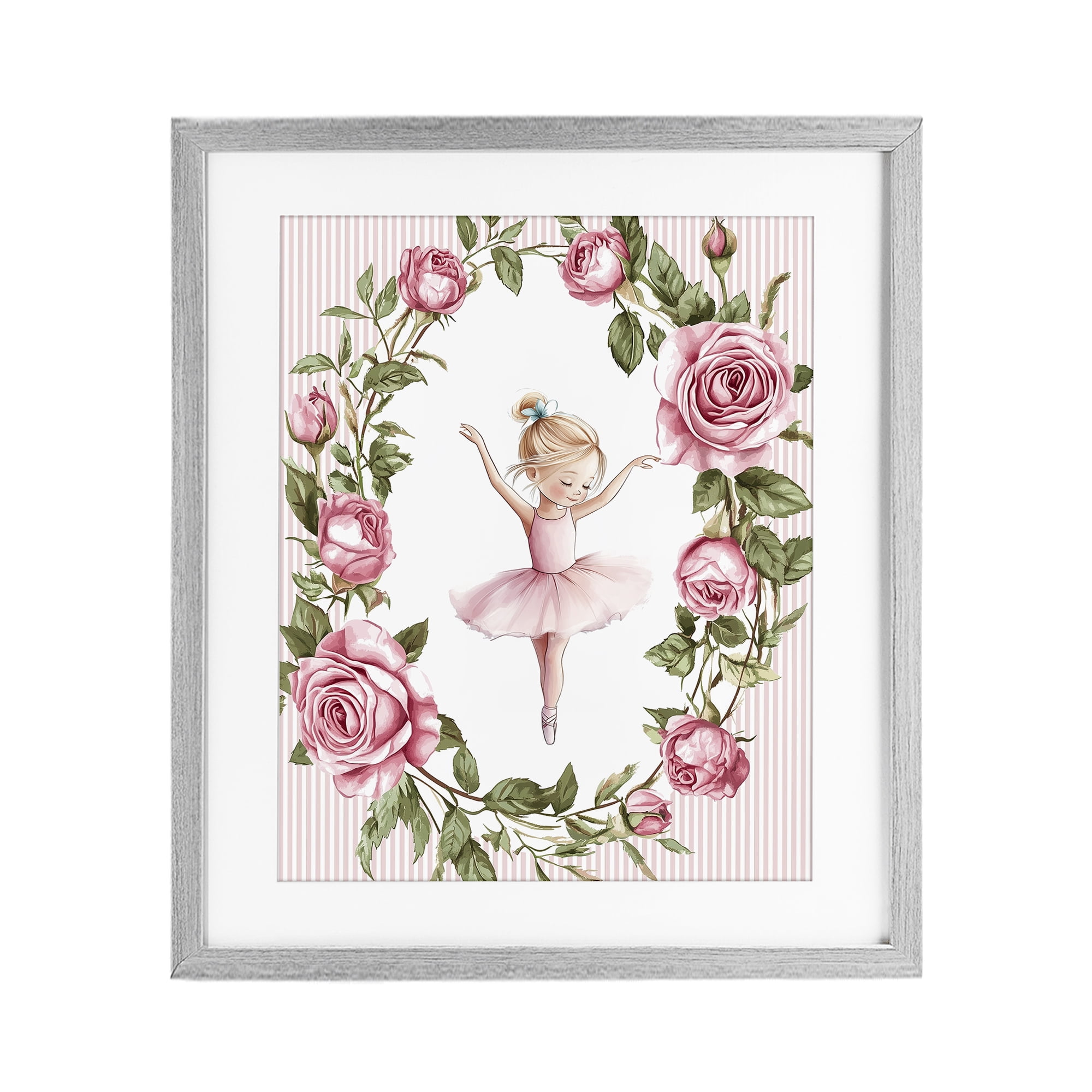 Stupell Industries Little Rose Dance Gray Framed Print Under Glass, design by Christine Simpson Art
