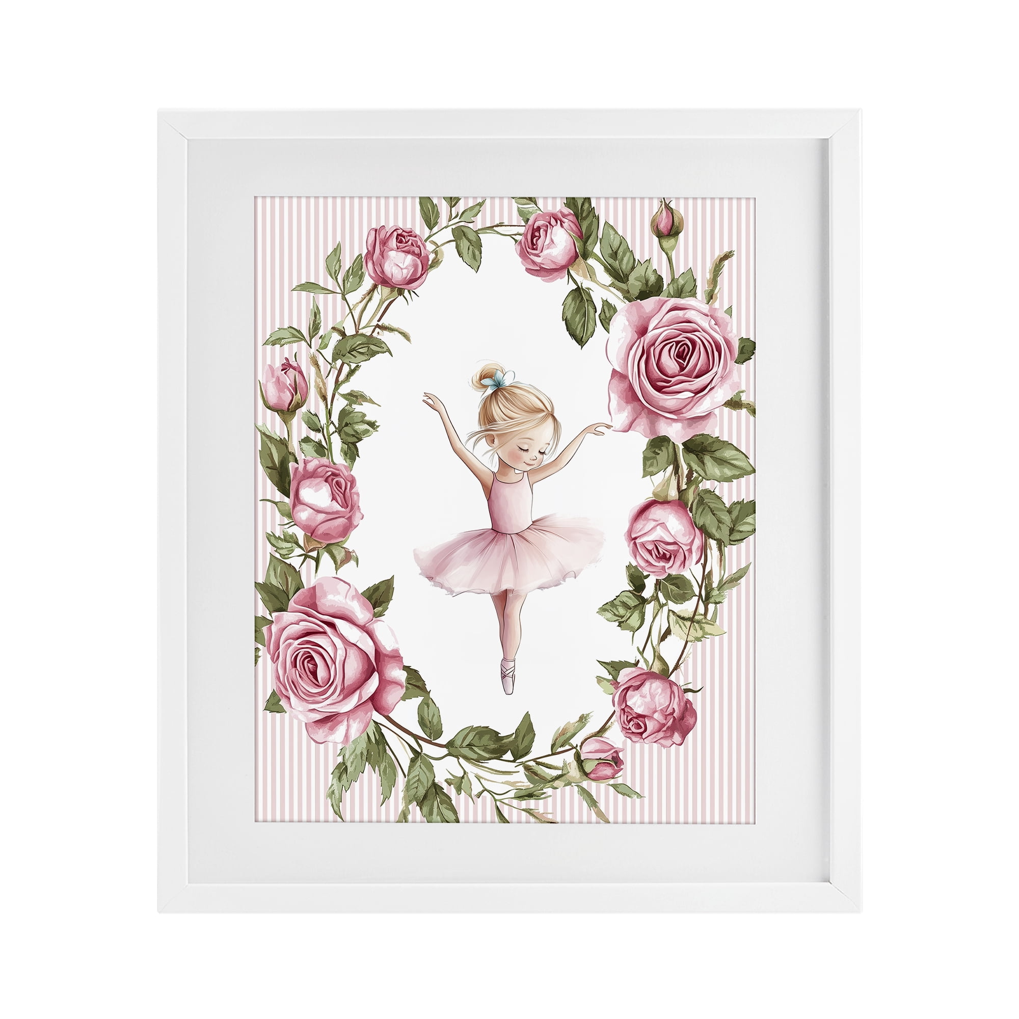 Stupell Industries Little Rose Dance White Framed Print Under Glass, design by Christine Simpson Art