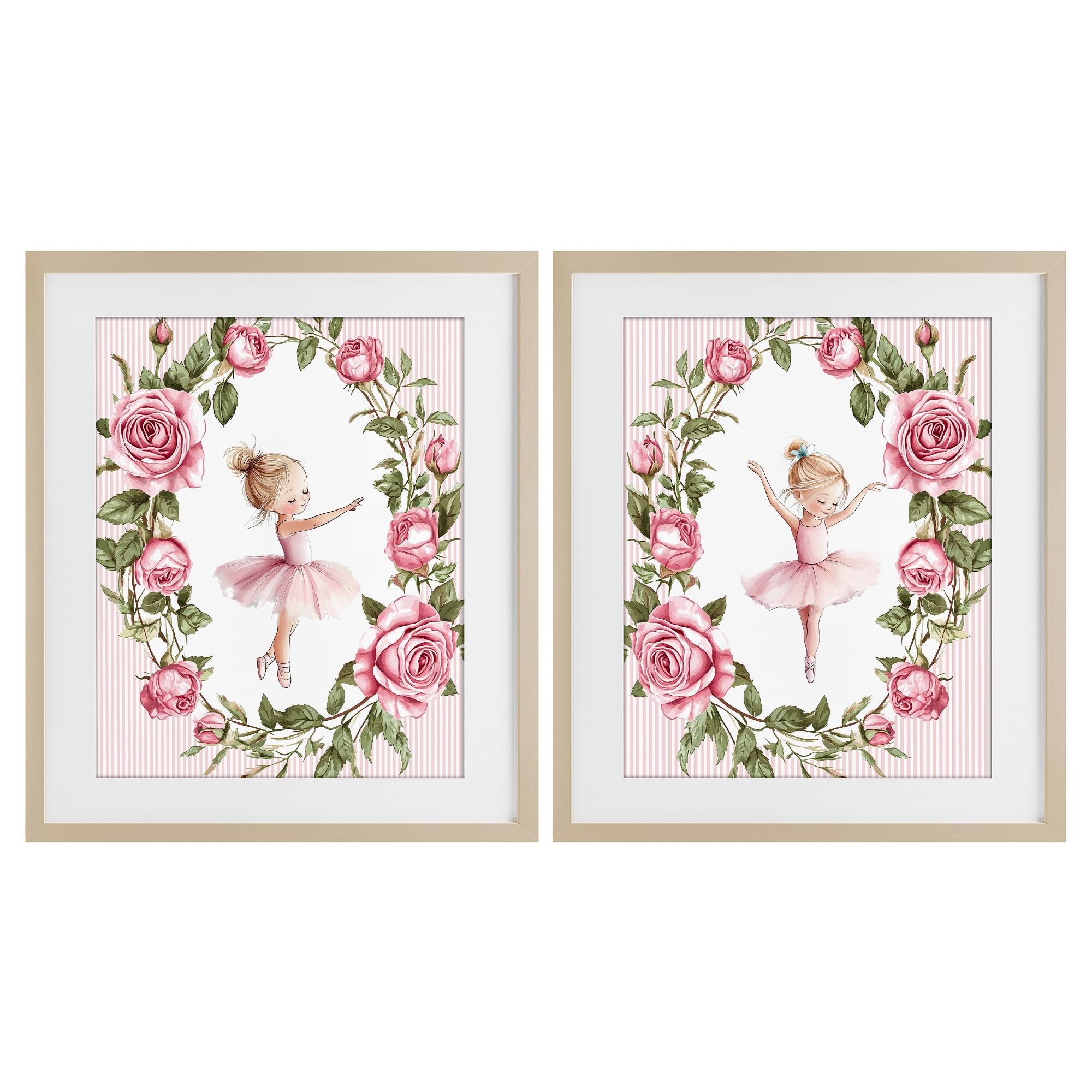 Stupell Industries Little Rose Dancers 2 Piece Birch Framed Print Under Glass Set, design by Christine Simpson Art