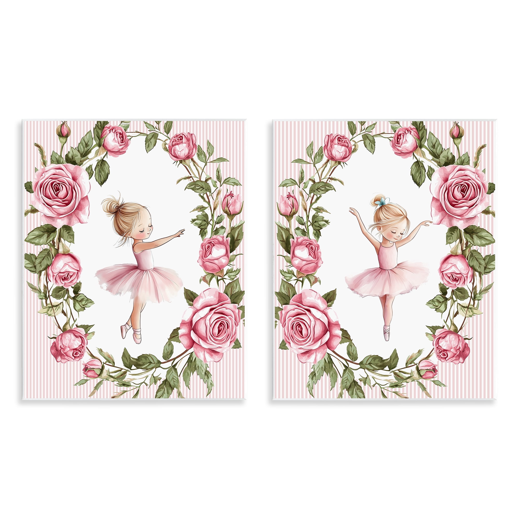 Stupell Industries Little Rose Dancers 2 Piece Wall Plaque Art Set, design by Christine Simpson Art