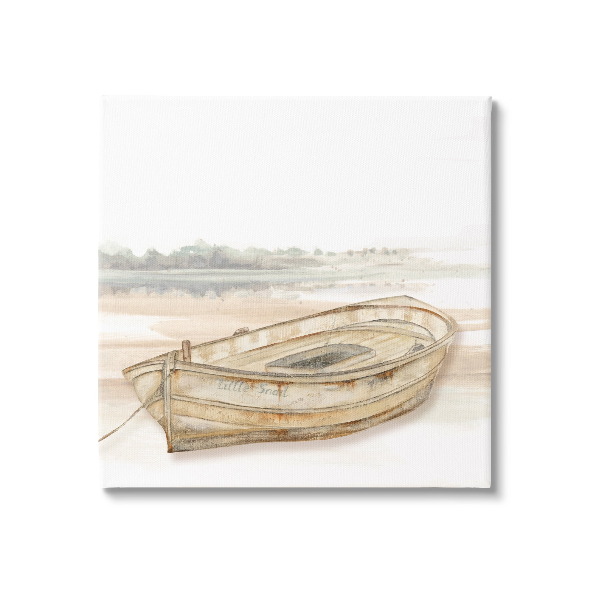 Stupell Industries Little Snail Rowboat Resting Shallow Coastal Horizon,17 x 17, Design by Patricia Pinto