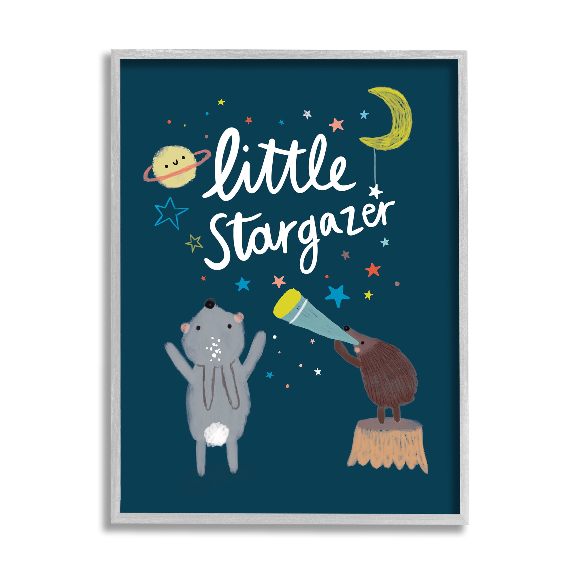 Stupell Industries Little Stargazer Kid's Forest Animals Under Night Sky, 11 x 14, Designed by Linda Birtel