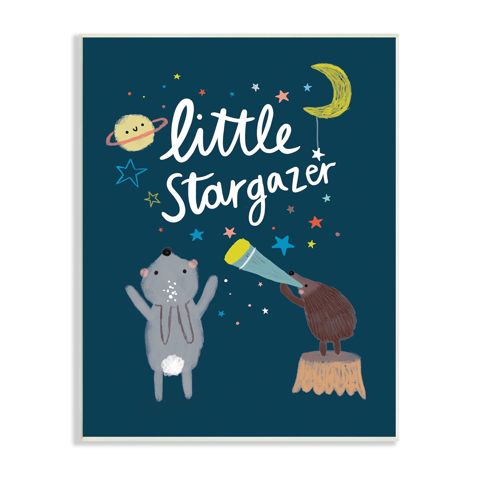 Stupell Industries Little Stargazer Kid's Forest Animals Under Night Sky, 13 x 19, Designed by Linda Birtel