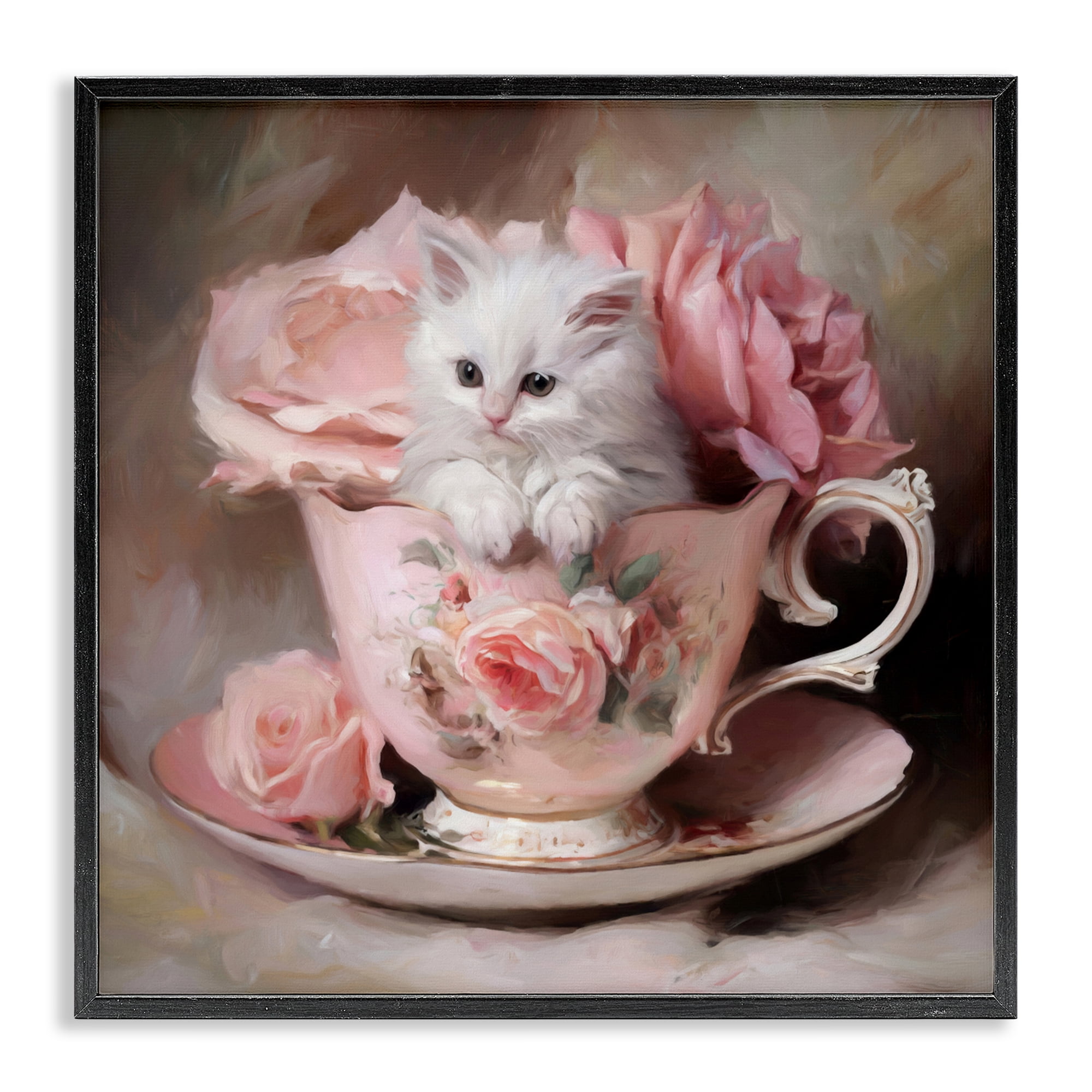 Stupell Industries Little Teacup Kitten Black Framed Giclee Art, design by Tina LeCour