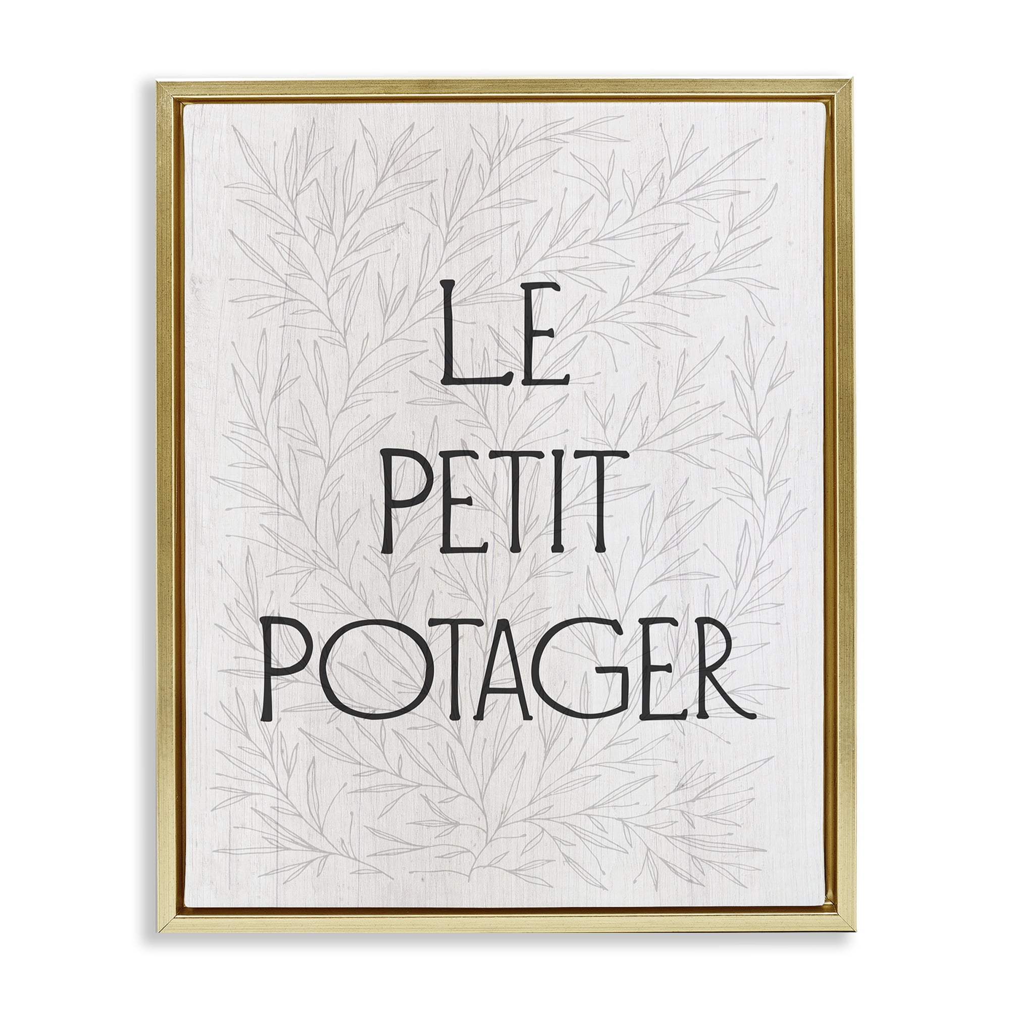 Stupell Industries Little Vegetable Garden Text & Numbers Painting Gold Floater Framed Canvas Art Print Wall Art, 17 x 21