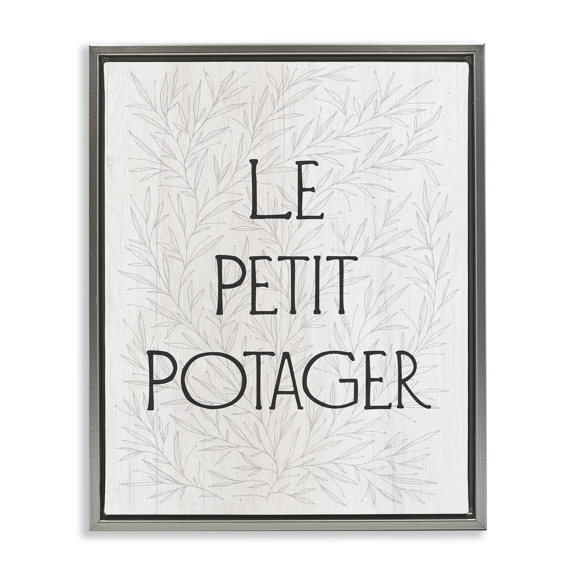 Stupell Industries Little Vegetable Garden Text & Numbers Painting Gray Floater Framed Canvas Art Print Wall Art, 17 x 21