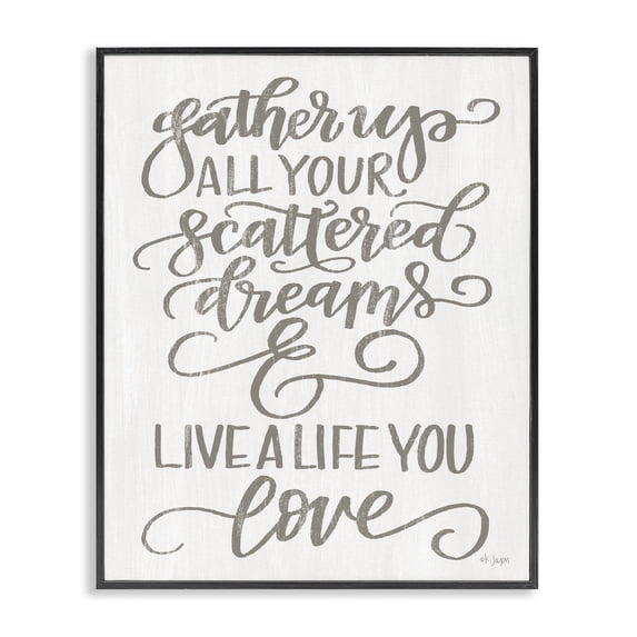 Stupell Industries Farmhouse Live A Live You Love Grey White Family Word Design Black Framed Giclee Art, 11 x 14, by Jaxn Blvd.