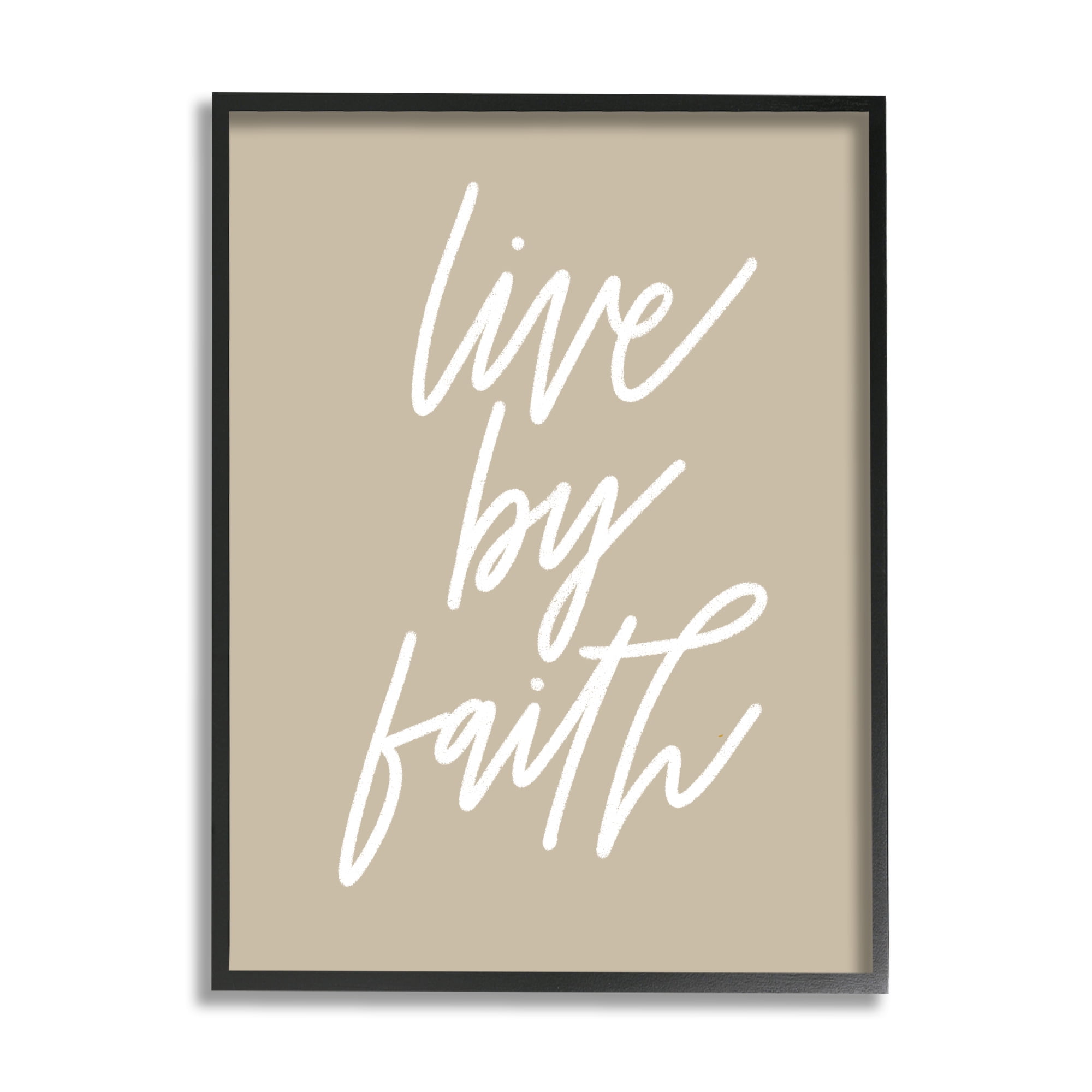 Stupell Industries Live By Faith Minimalistic Religious Novelty Calligraphy Sign,11 x 14, Design by Doodles.Ink.