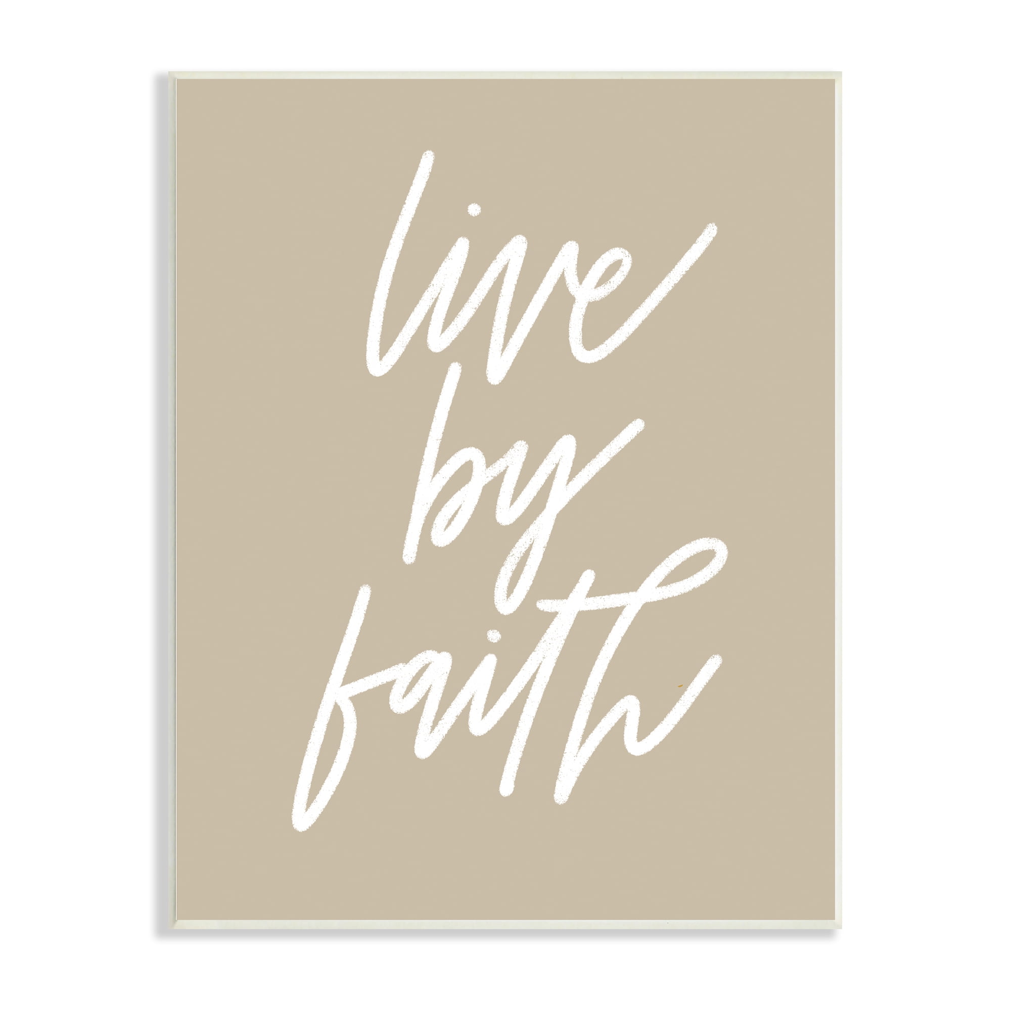 Stupell Industries Live By Faith Minimalistic Religious Novelty Calligraphy Sign,13 x 19, Design by Doodles.Ink.