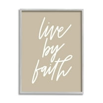 Stupell Industries Live By Faith Minimalistic Religious Novelty Calligraphy Sign,16 x 20, Design by Doodles.Ink.