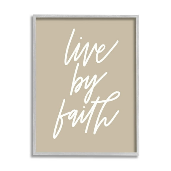 Stupell Industries Live By Faith Minimalistic Religious Novelty Calligraphy Sign,16 x 20, Design by Doodles.Ink.