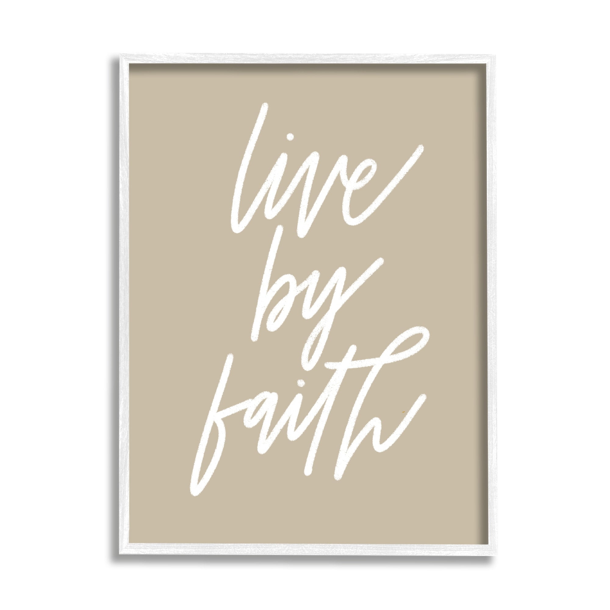 Stupell Industries Live By Faith Minimalistic Religious Novelty Calligraphy Sign,24 x 30, Design by Doodles.Ink.