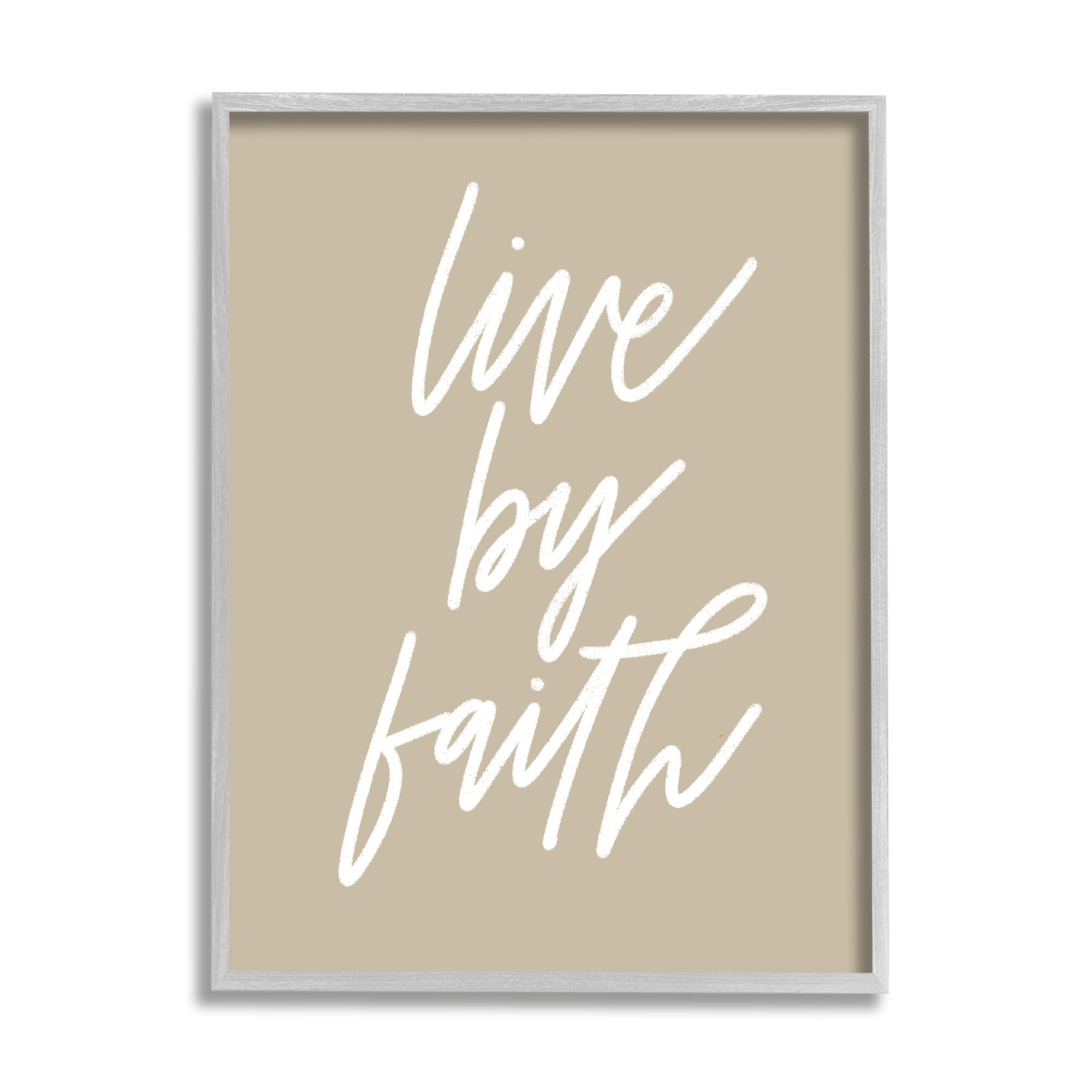 Stupell Industries Live By Faith Minimalistic Religious Novelty Calligraphy Sign,24 x 30, Design by Doodles.Ink.