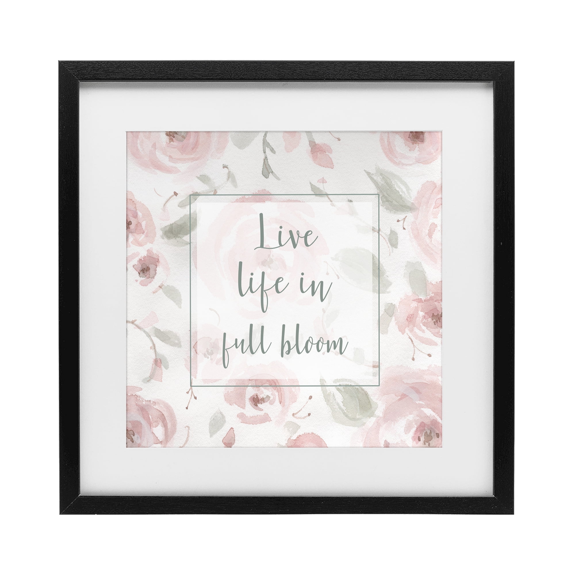 Stupell Industries Live Full Bloom Florals Black Framed Print Under Glass, design by Carol Robinson