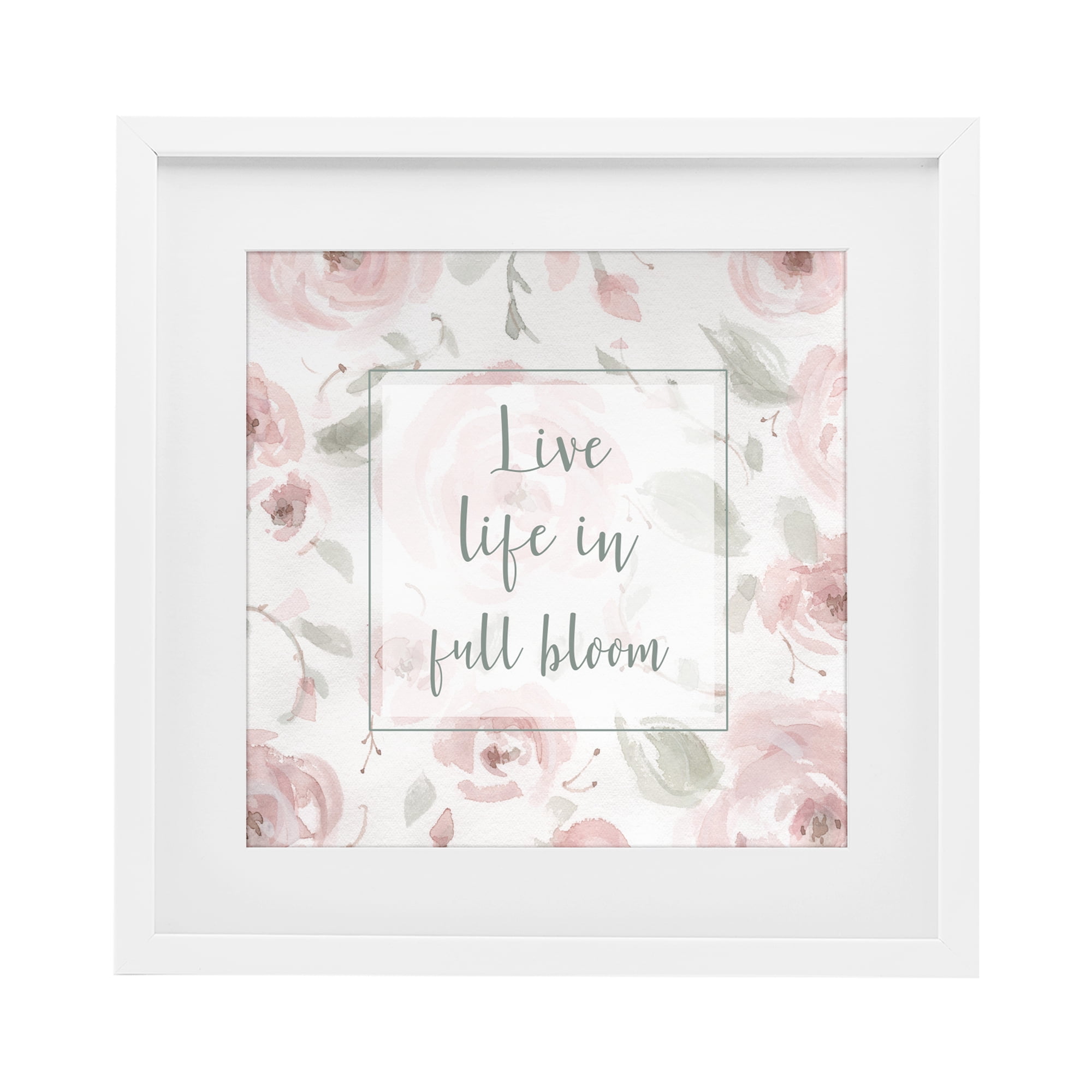 Stupell Industries Live Full Bloom Florals White Framed Print Under Glass, design by Carol Robinson