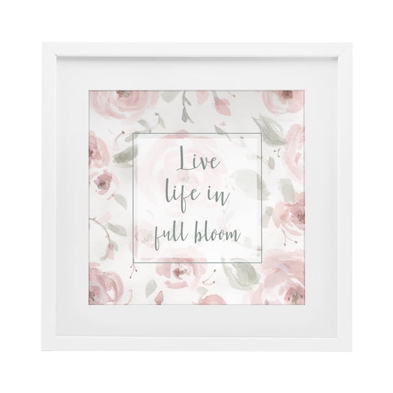 Stupell Industries Farmhouse Live Full Bloom Florals White Framed Print Under Glass, 16 x 16, by Carol Robinson