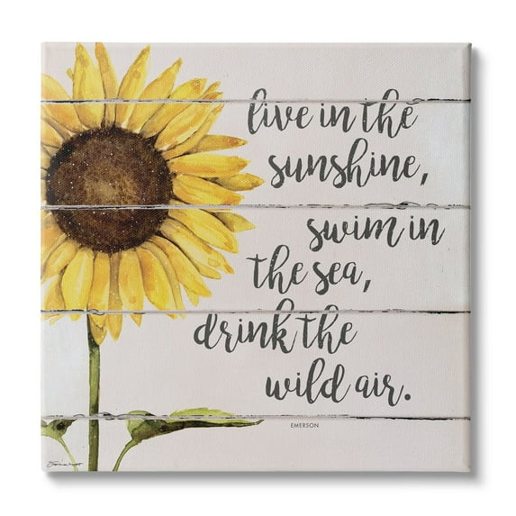 Stupell Industries Live In Sunshine Drink Wild Air Phrase Sunflower, 17 x 17, Design by Stephanie Workman Marrott