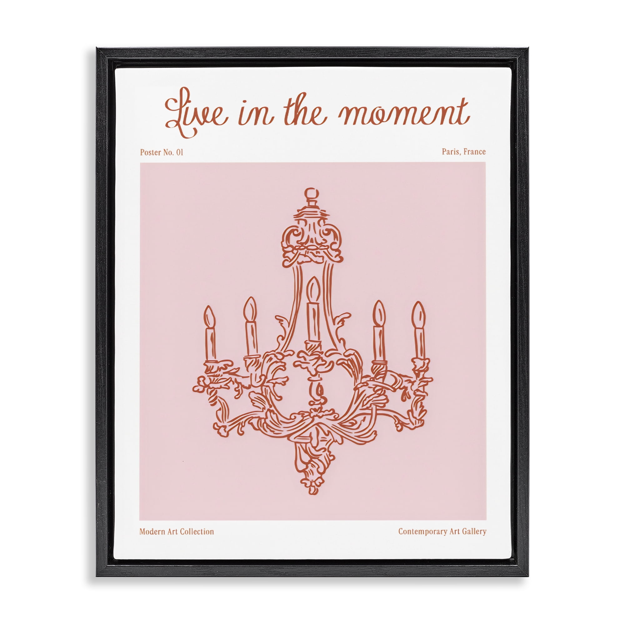 Stupell Industries Live In The Moment Chandelier Black Framed Floater Canvas Wall Art, design by The Prints Vibe