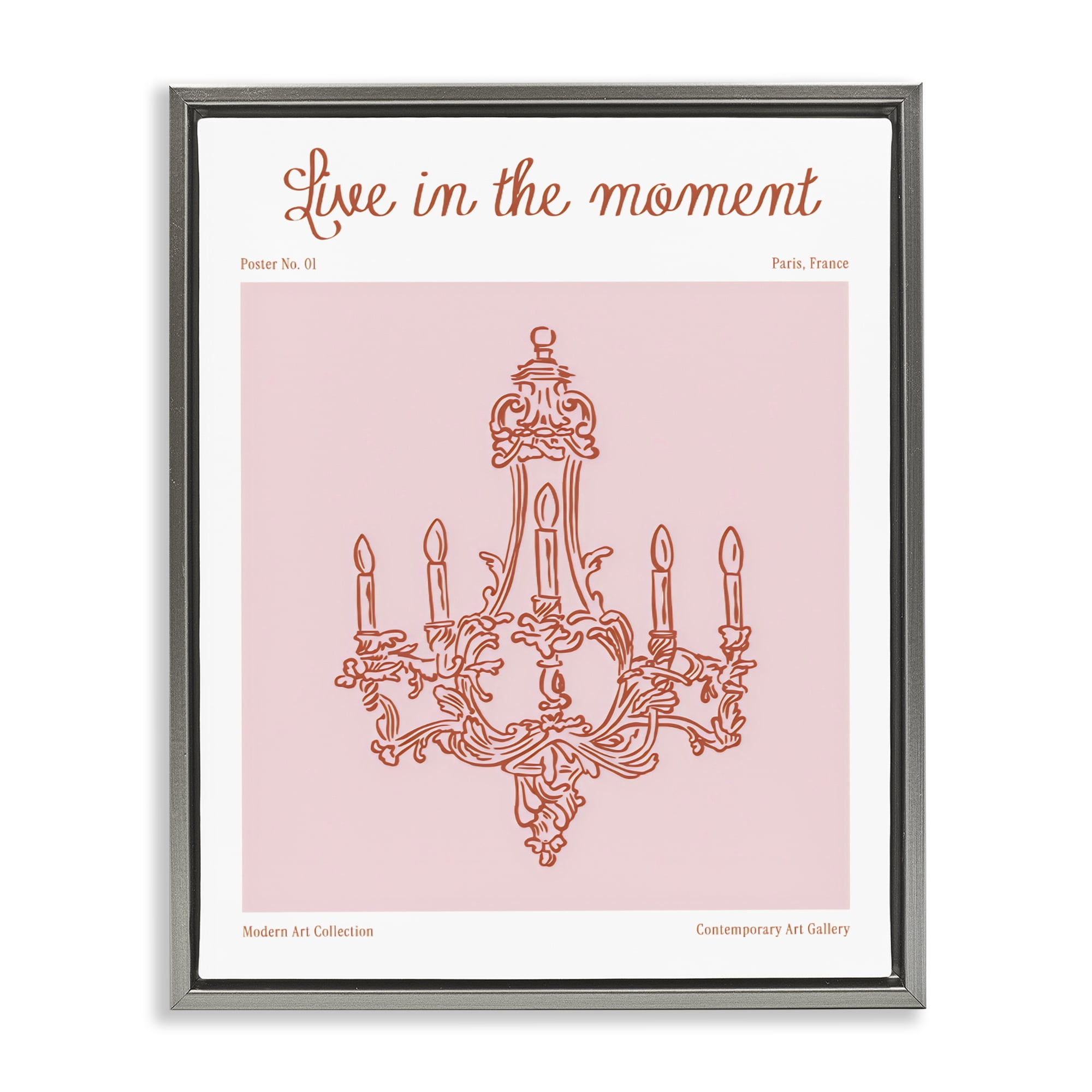 Stupell Industries Live In The Moment Chandelier Gray Framed Floater Canvas Wall Art, design by The Prints Vibe