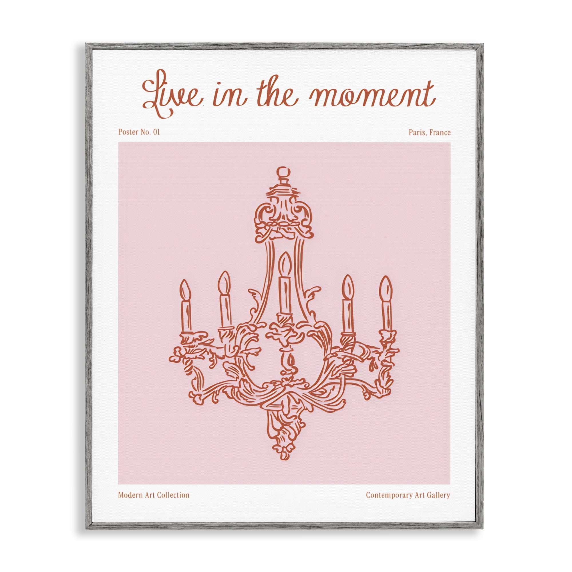 Stupell Industries Live In The Moment Chandelier Gray Framed Giclee Art, design by The Prints Vibe