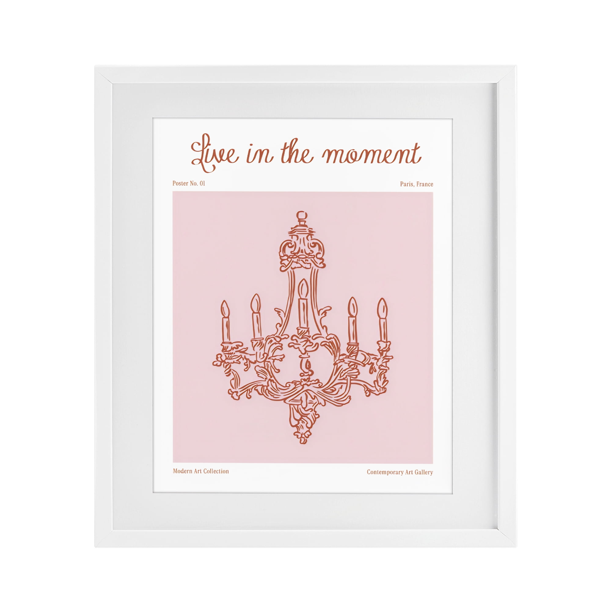 Stupell Industries Live In The Moment Chandelier White Framed Print Under Glass, design by The Prints Vibe