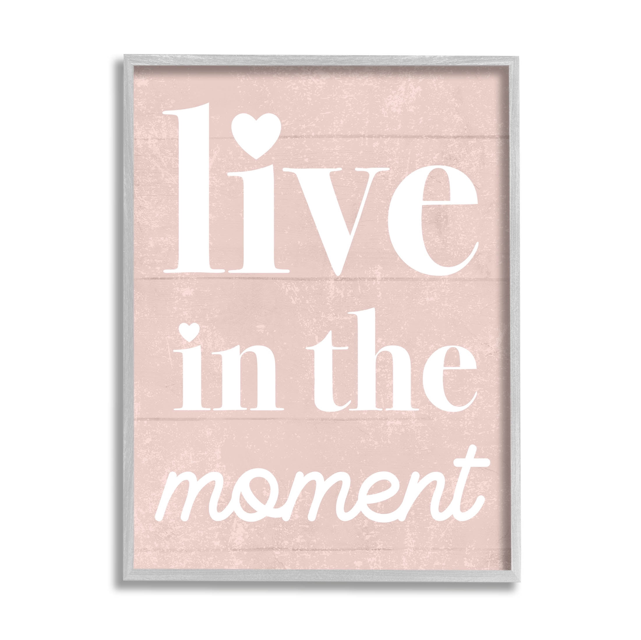Stupell Industries Live In The Moment Phrase Graphic Art Gray Framed Art Print Wall Art, Design by Lil' Rue