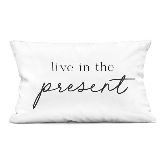 Stupell Industries Live In The Present Decorative Printed Throw Pillow, design by Lettered and Lined
