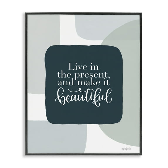 Stupell Industries Live In The Present Typography Painting Black Framed Art Print Wall Art, 11 x 14