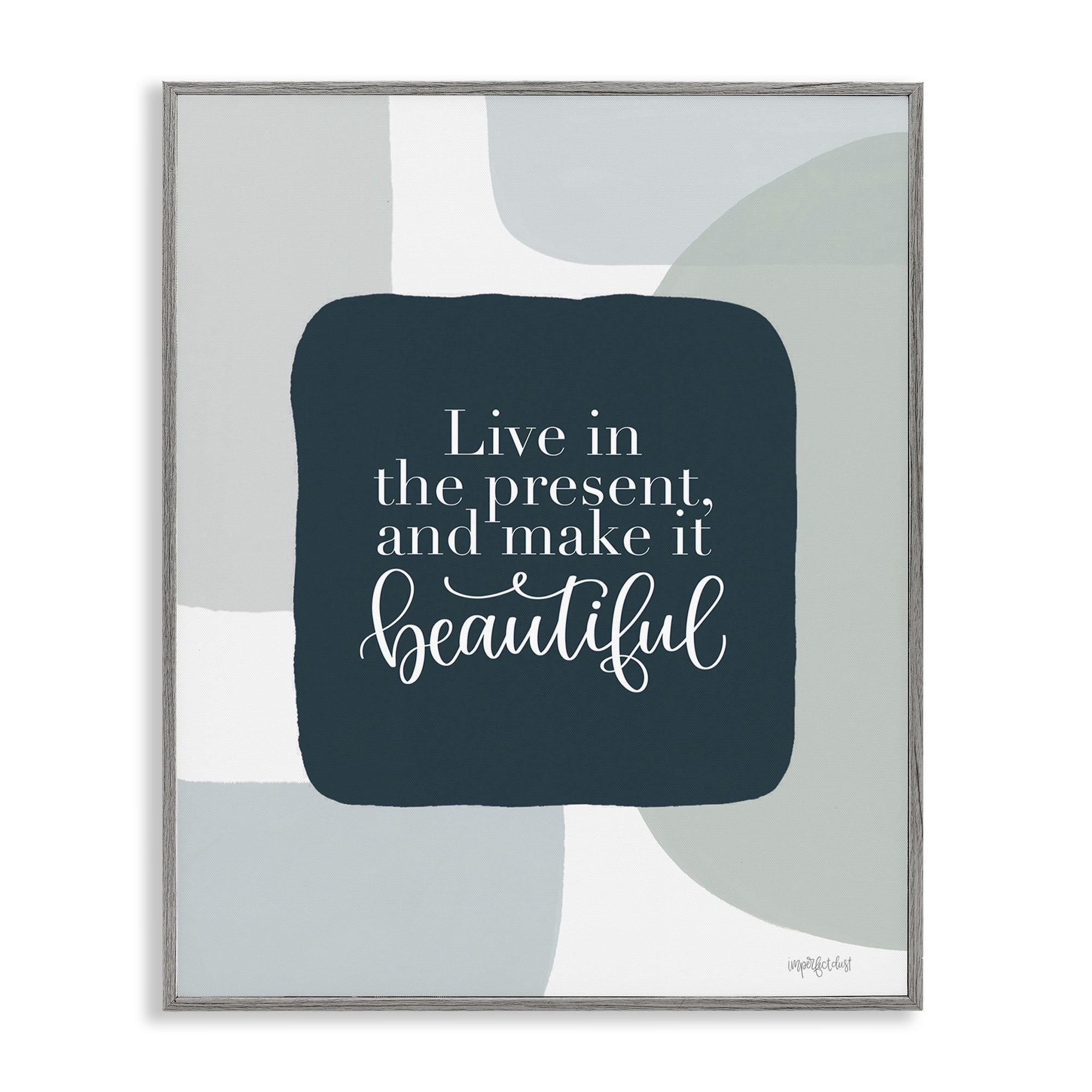 Stupell Industries Live In The Present Typography Painting Gray Framed Art Print Wall Art, 11 x 14