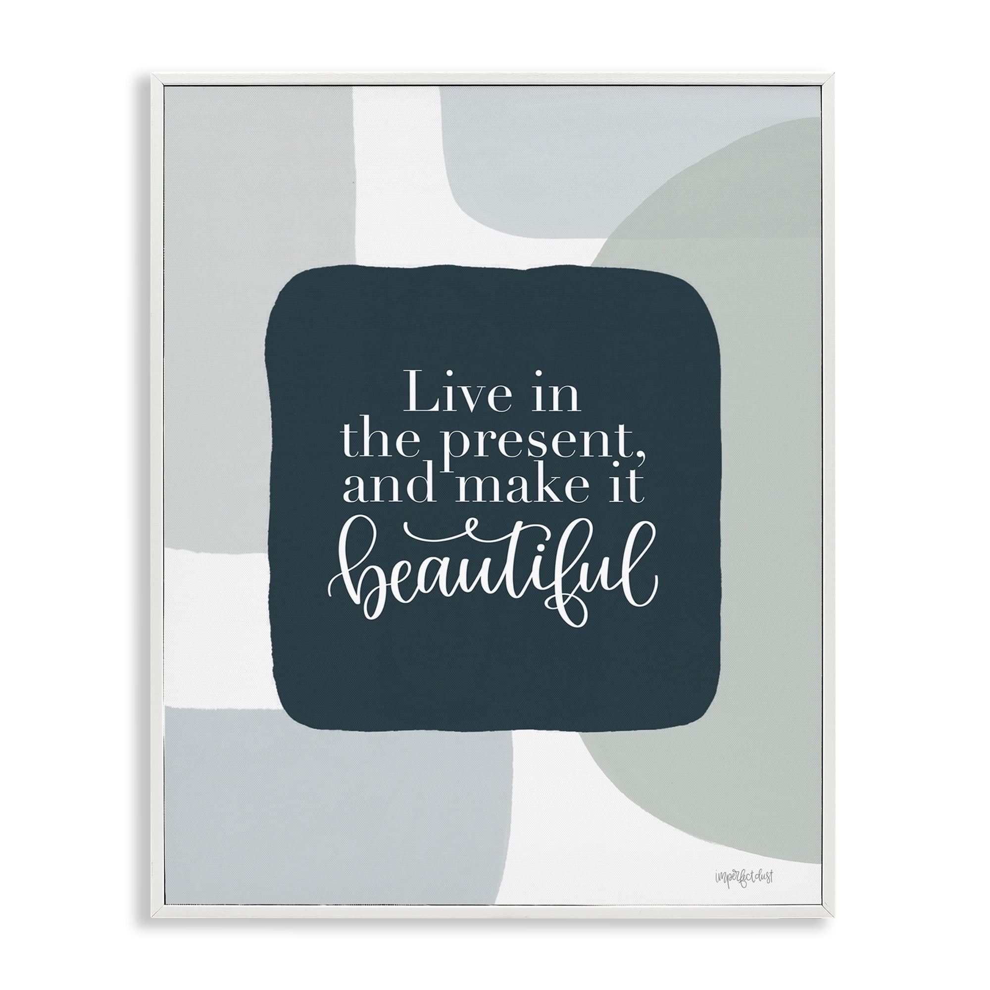 Stupell Industries Live In The Present Typography Painting White Framed Art Print Wall Art, 11 x 14