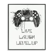 Stupell Industries Live Laugh Level Up Typography Painting Black Framed Art Print Wall Art, 11 x 14