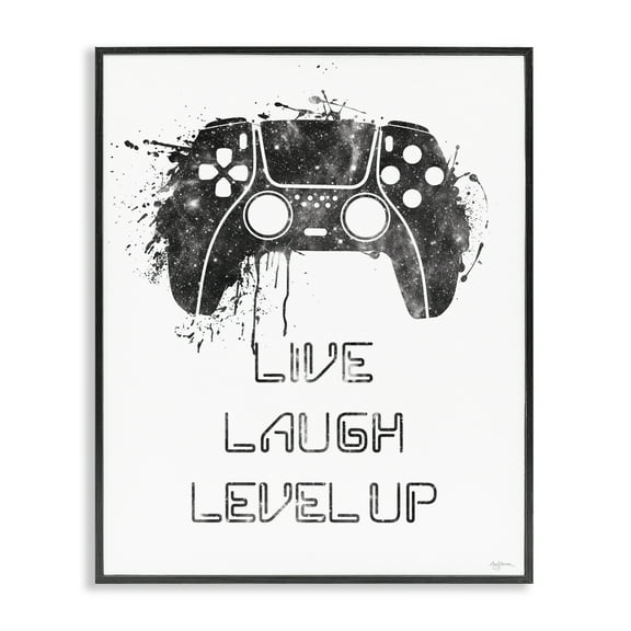 Stupell Industries Live Laugh Level Up Typography Painting Black Framed Art Print Wall Art, 11 x 14