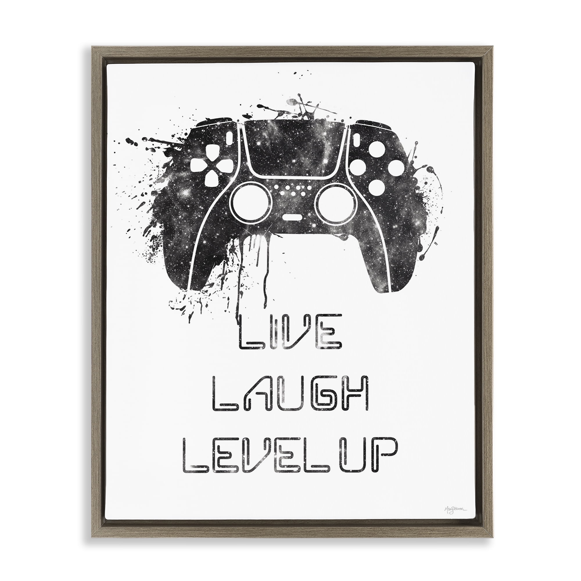 Stupell Industries Live Laugh Level Up Typography Painting Brown Floater Framed Art Print Wall Art, 17 x 21