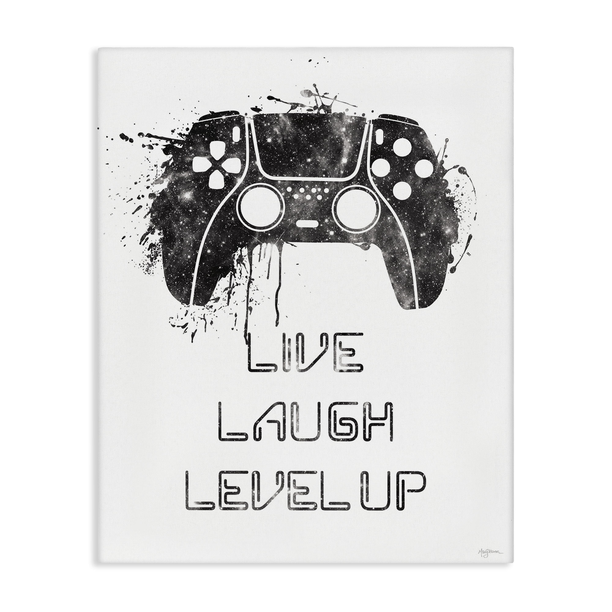 Stupell Industries Live Laugh Level Up Typography Painting Gallery Wrapped Canvas Art Print Wall Art, 24 x 30