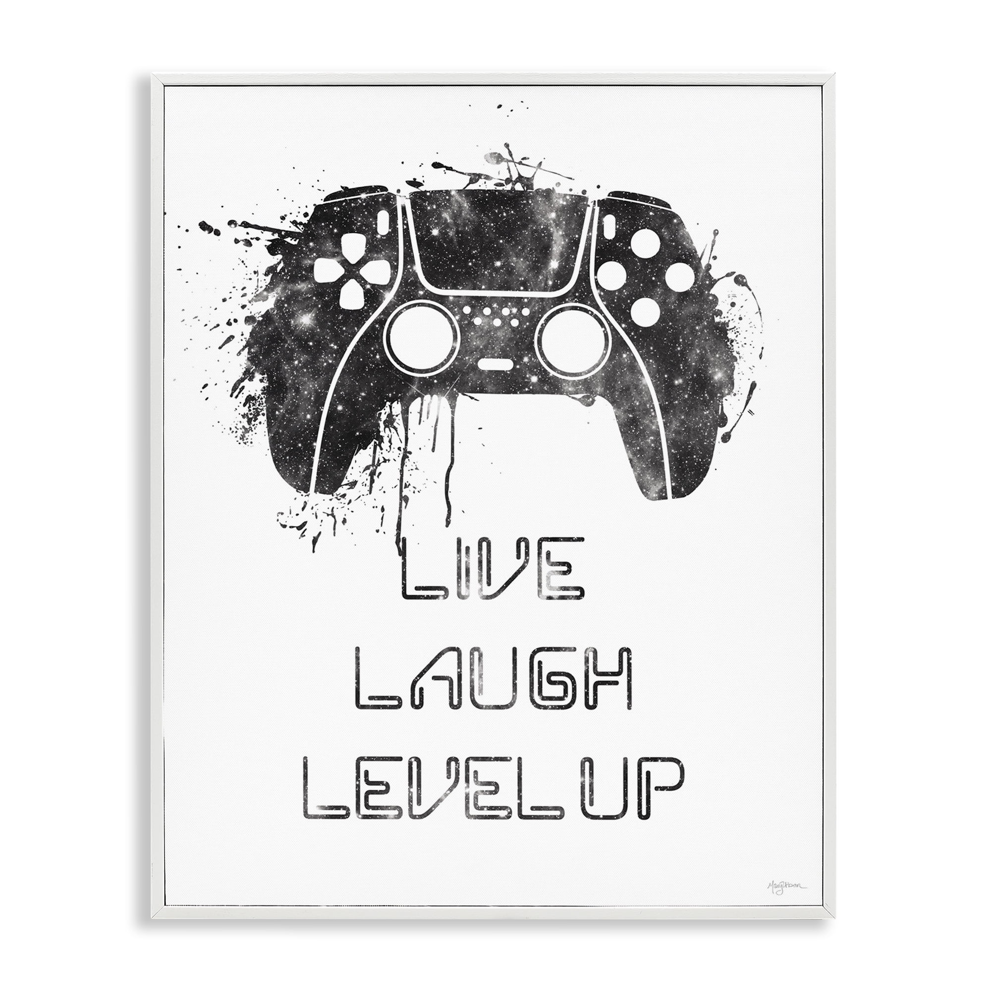 Stupell Industries Live Laugh Level Up Typography Painting White Framed Art Print Wall Art, 11 x 14