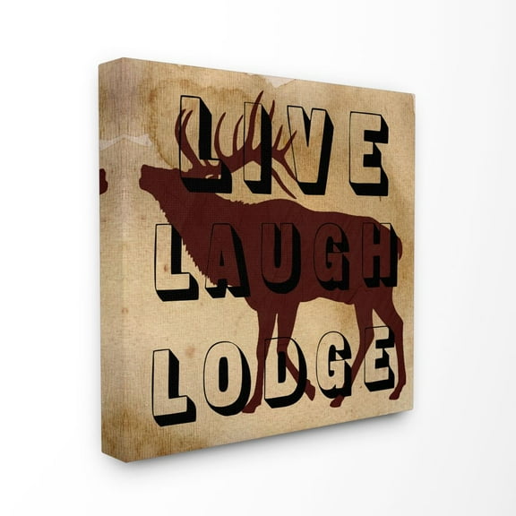 Stupell Industries Live Laugh Lodge Moose Country Home Animal Textured Word Design Canvas Wall Art by Sheldon Lewis