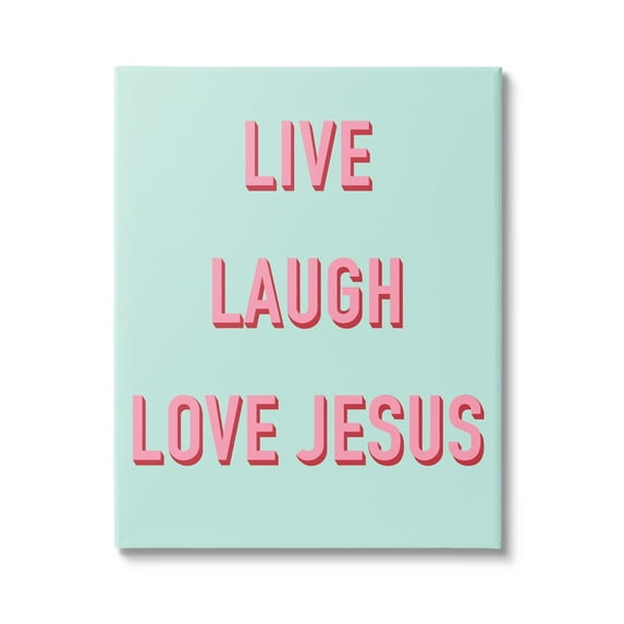 Stupell Industries Live Laugh Love Jesus Phrase Religious Painting Gallery Wrapped Canvas Print Wall Art