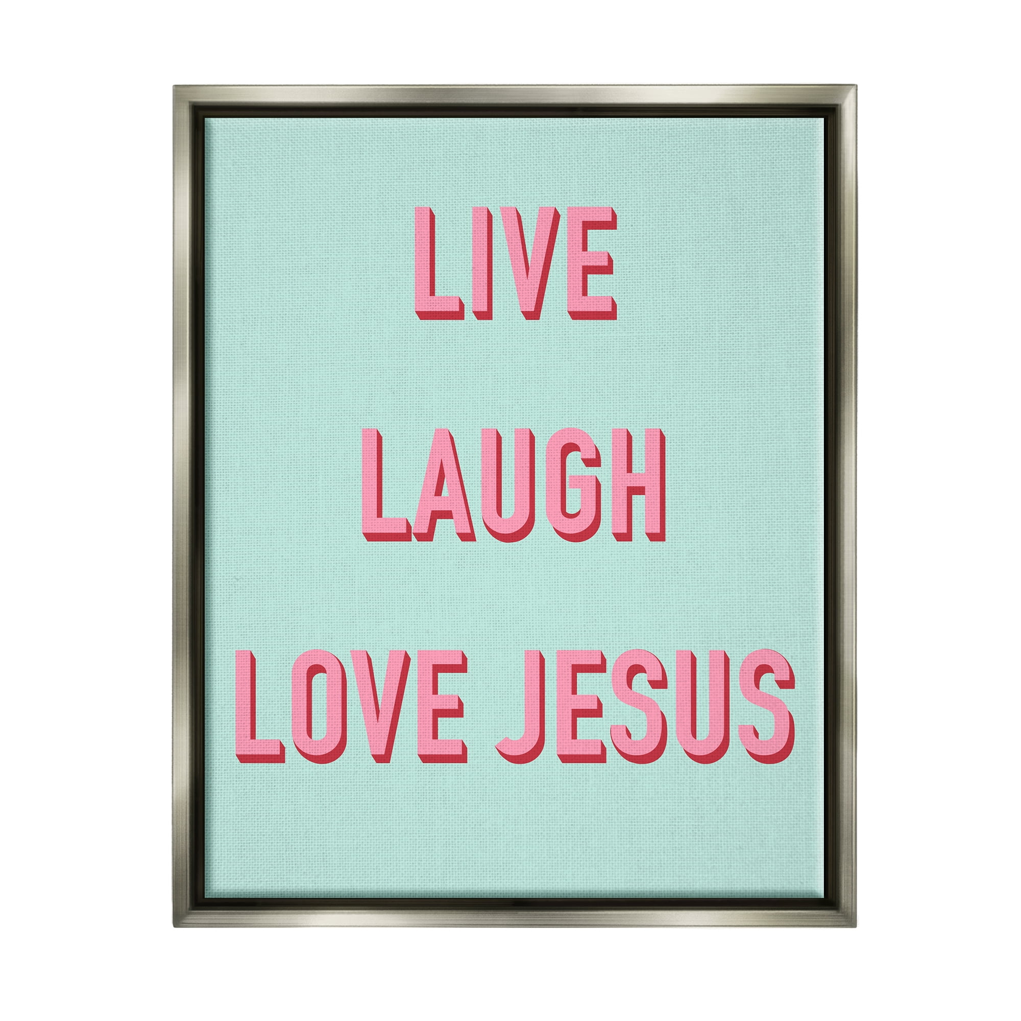 Stupell Industries Live Laugh Love Jesus Phrase Religious Painting Gray Floater Framed Art Print Wall Art