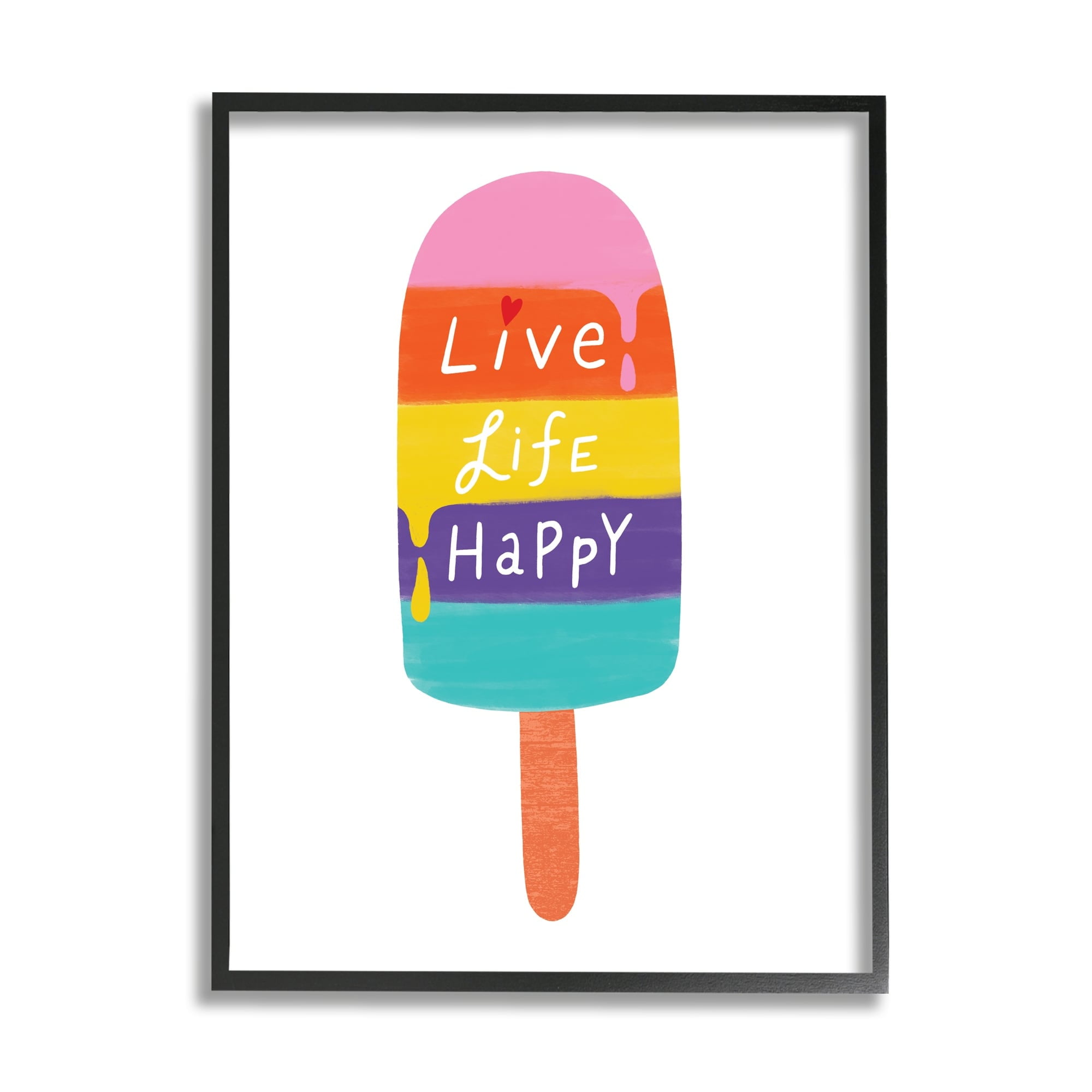Stupell Industries Live Life Happy Rainbow Stripe Popsicle Summer Illustration,24 x 30, Design by Nina Seven
