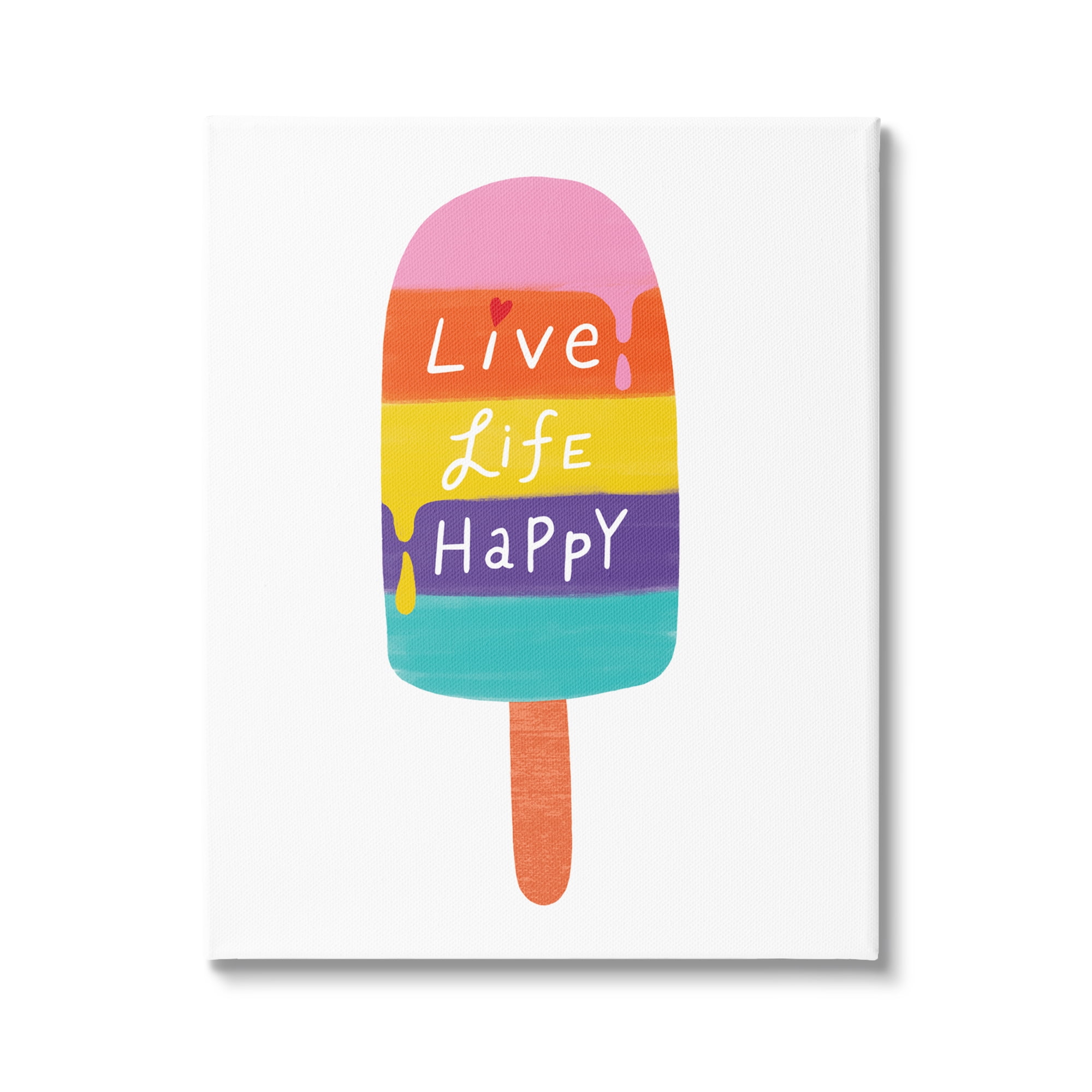 Stupell Industries Live Life Happy Rainbow Stripe Popsicle Summer Illustration,36 x 48, Design by Nina Seven