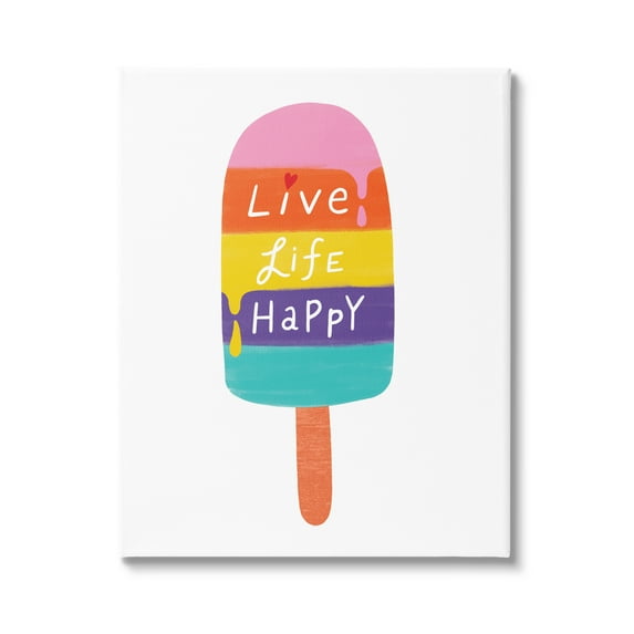 Stupell Industries Live Life Happy Rainbow Stripe Popsicle Summer Illustration,36 x 48, Design by Nina Seven